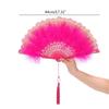 Embroidered Flower Feather Fan Vintage Hand Fan for Costume Dancing Handheld Folding Fan Performances Wedding Party
