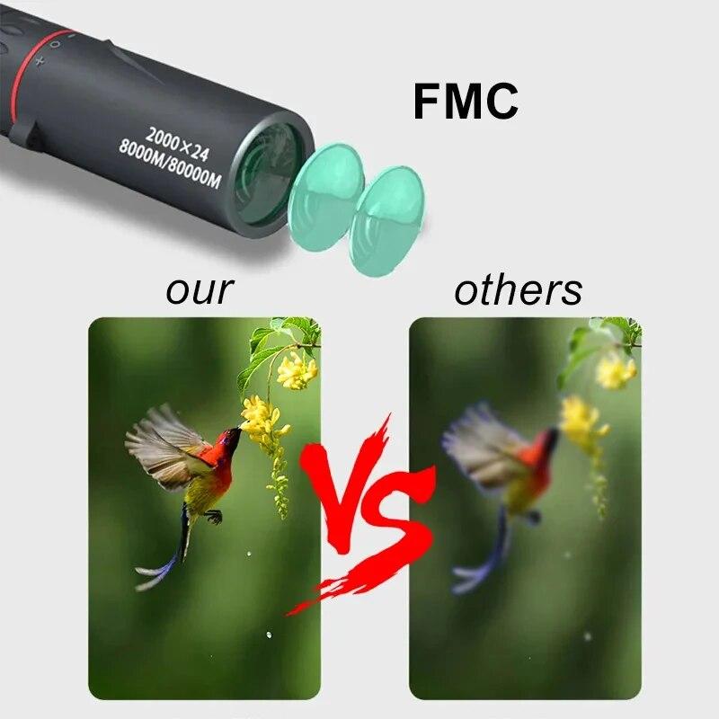 Telescop cu zoom 2000 HD Binoclu portabil puternic Telescop monocular în aer liber Mini Clip pentru telefon Trepied Camping Telescoape pentru observarea păsărilor Camping