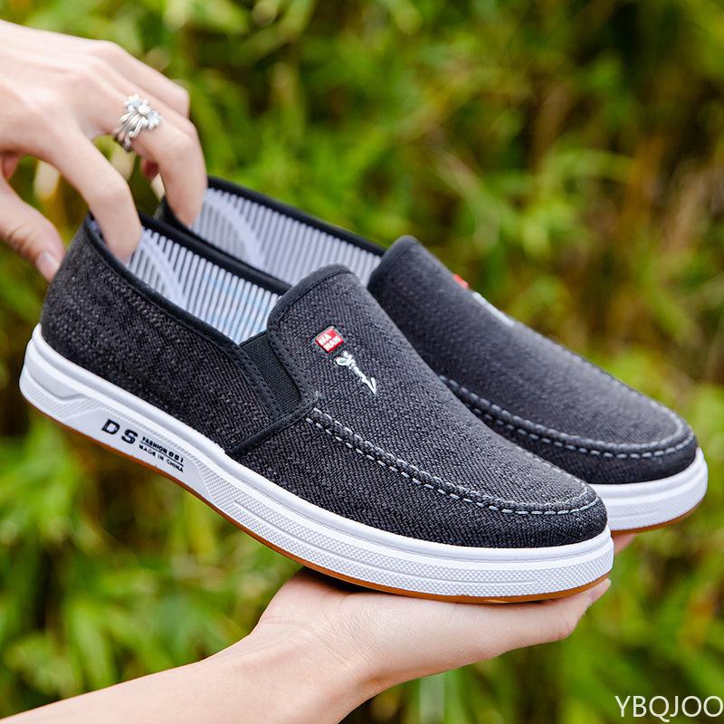 Men's Flat Bottom Casual Driving Cloth Low Top Canvas Breathable and Light Old Beijing Lazy Work Shoes Plus Size