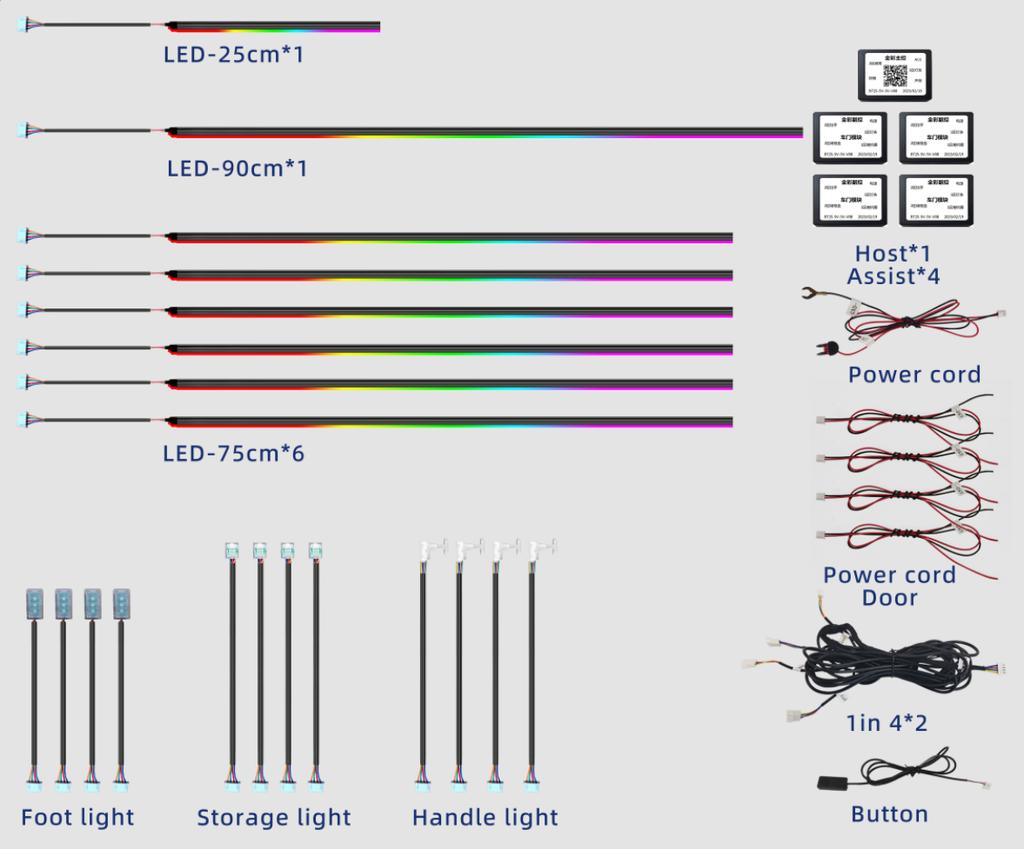 22 in 1/18 in 1/10 RGB Car Ambient Light Kit Fast Delivery Symphony Car LED Lamp with Optical Acrylic Strip for Car Interior