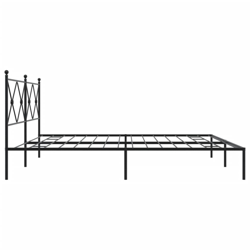 Metal Bed Frame with Headboard Black 200x200 Cm