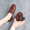 fashion Women Soft Leather Mid Heels Shoes 2024 Fall New Anti-slip Mom's Shoes Comfortable Casual Soft Bottom Loafers Grace Simple