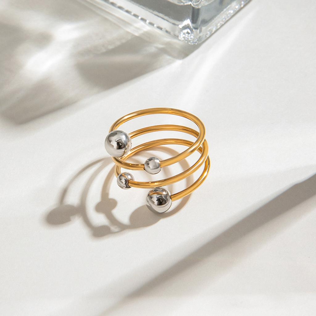 Yori Exquisite Stainless Steel Ball Open Ring Fashion Chic Ring Gold Silver Color Charm Finger Bling Jewelry Gift Bijoux