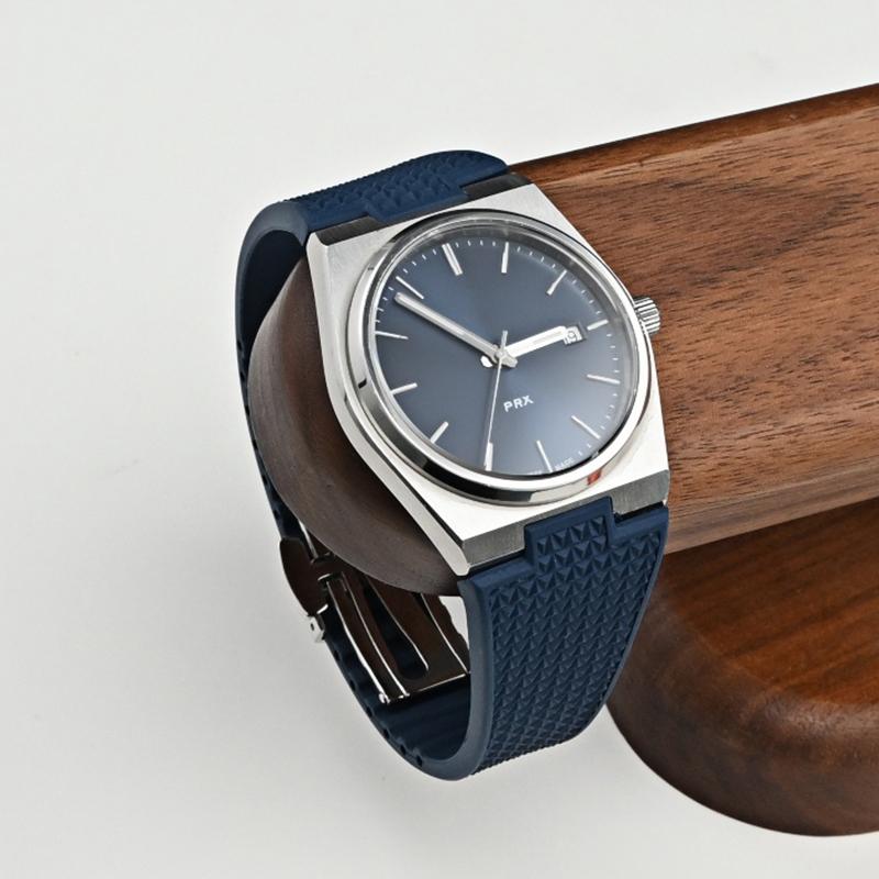 Pro hodinky Tissot PRX T137 FKM 11mm 12mm pánské dámské řemínek na hodinky z fluorokaučuku náramek s rychloupínací skládací sponou řemínek na zápěstí