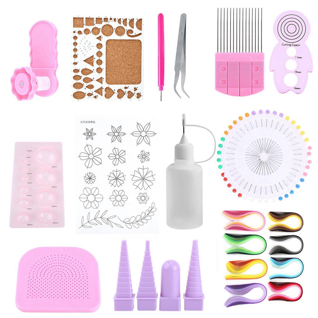 1 Set   Quilling Paper Craft Rolling Kit Slotted Tools Strips Tweezer For Decoration