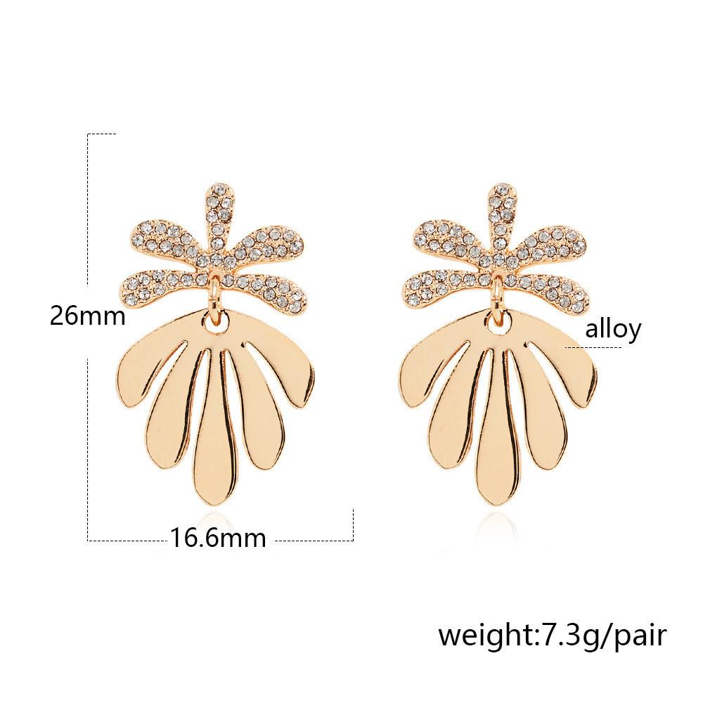 American European Dainty Style Leaf Earrings Gold And Silver Studs Alloy