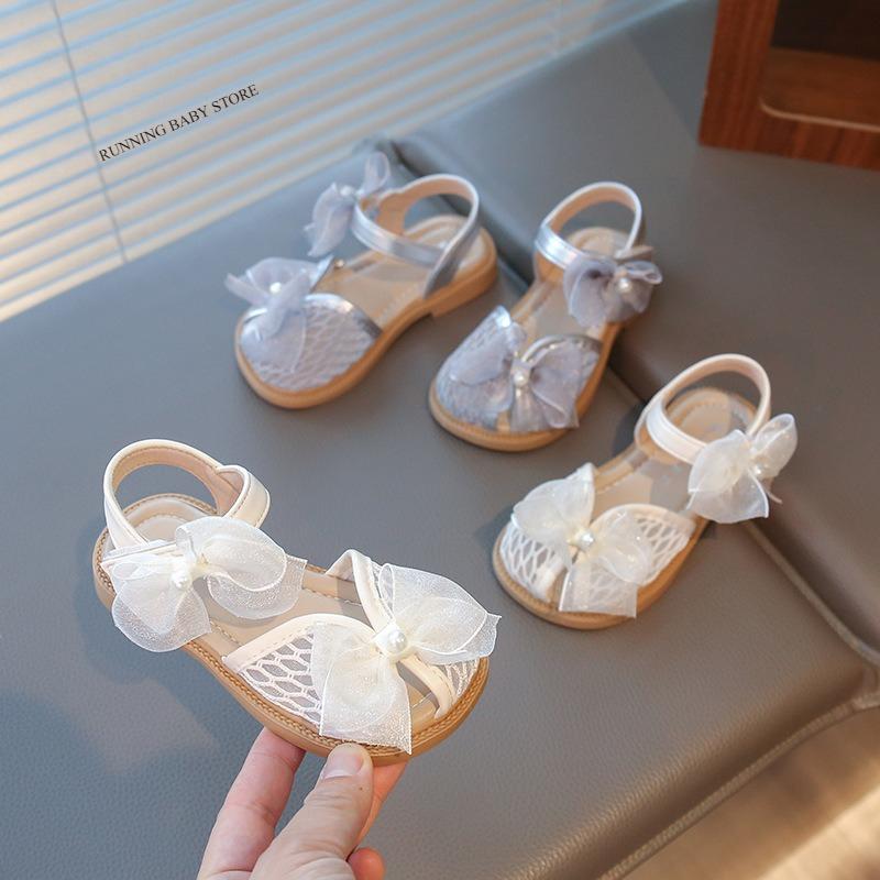 Mesh Peep-toe Prinsessenschoenen Meisjessandalen met Tule Strik Zomer Avond Bruiloft Feest Bruidsmeisjessandalen I05292
