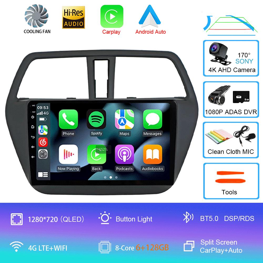 Android 14 Carplay Auto WIFI+4G Car Radio For Suzuki SX4-CROSS 2014-2017 Multimedia Video Player Navigation GPS Stereo Head Unit