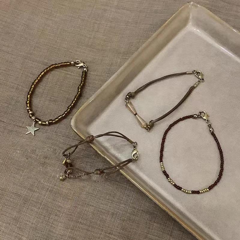 4Pcs Vintage Hand Woven Beaded Bracelet For Women Girls Creative Ethnic Style Stacked Bracelet Set Jewelry Accessories Gifts