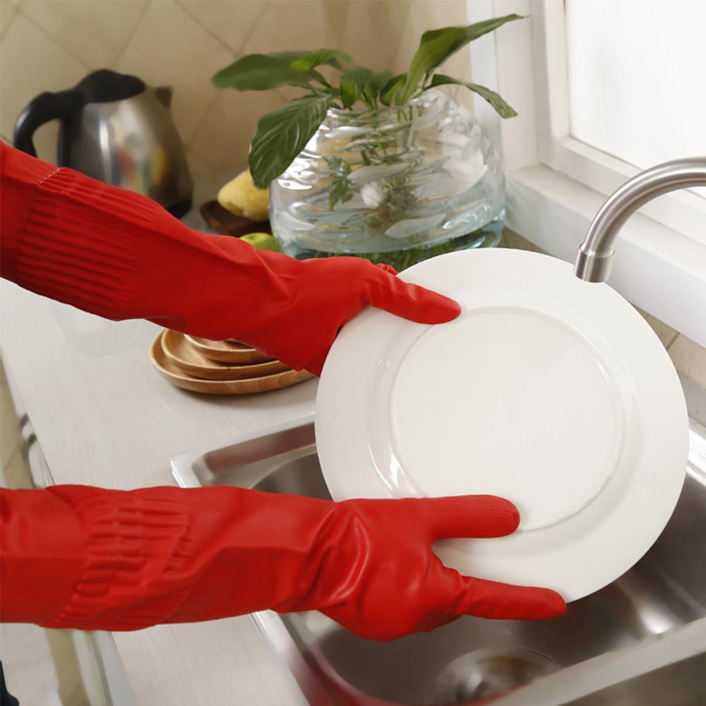 Rubber Tools Waterproof Washing Cleaning Latex Gloves Kitchen Household Gloves Long Sleeve