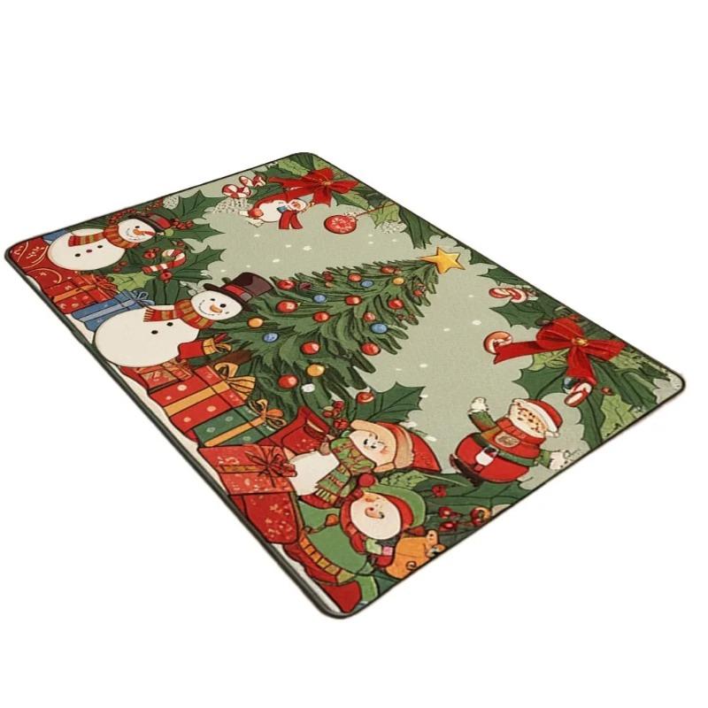 Christmas Theme Doorat Santa Claus Printed Rug Outdoor Carpet for Bedroom Batheroom Entrance Non-Slip Doormat Festival Decor