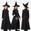 Halloween, Children Adult Parent-Child Suit Black Long Dress Witch Wizard of Oz Stage Costume