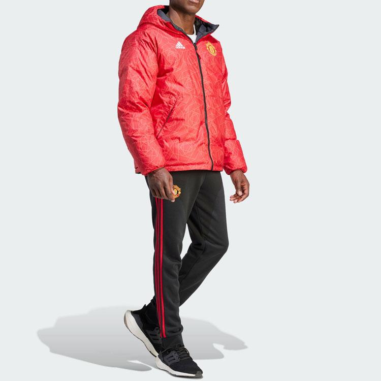 Adidas 600 Plnivost Pohodlná Oboustranná Ležérní Sportovní Bunda s Kapucí s Dlouhým Rukávem Pánská Bunda Jasně Červená Černá IA8522