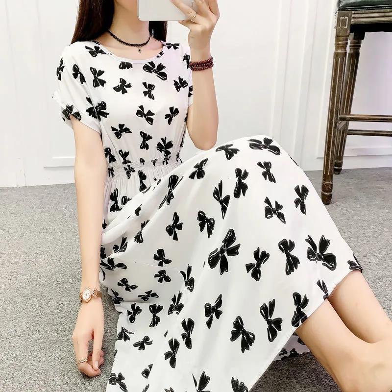 Buy Summer Plus Size Long Dress Bow Tie 