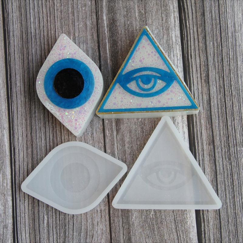 Box Resin Molds Silicone Jewelry Holder Molds Set for Triangle Shape Mold Blue Eye Trinket Holder for Case Epoxy Mold Wi