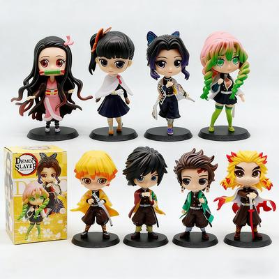Big Head Style Demon Slayer Kimetsu No Yaiba Anime Figurines PVC Dolls Desktop Decoration Model Toys Festival Gifts Box