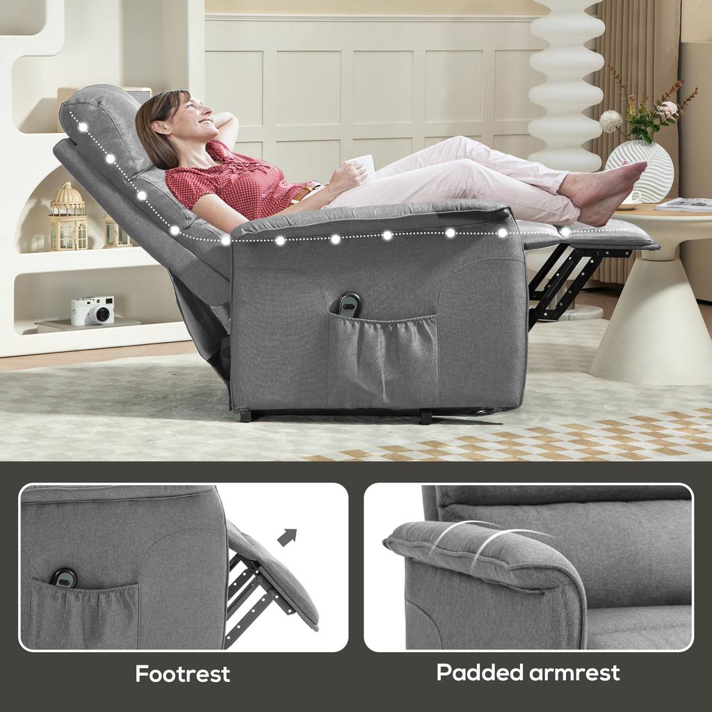 Electric Riser Recline Armchair With Footrest Grey