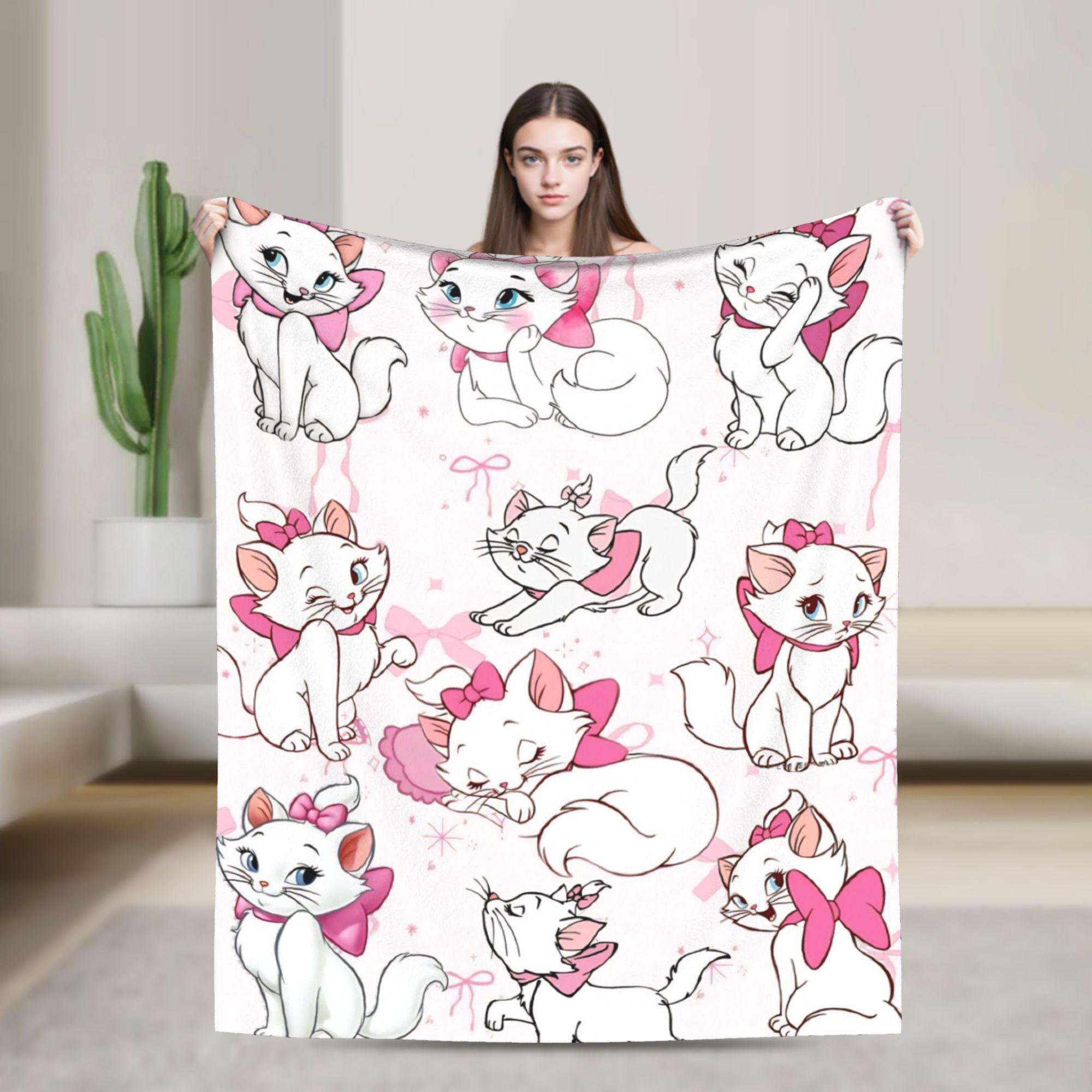 

The Aristocats Marie Cats Paris Blanket Cover Cartoon Plush Throw Blanket Bed Sofa Decoration Soft Warm Bedspreads Breathable 50x60in