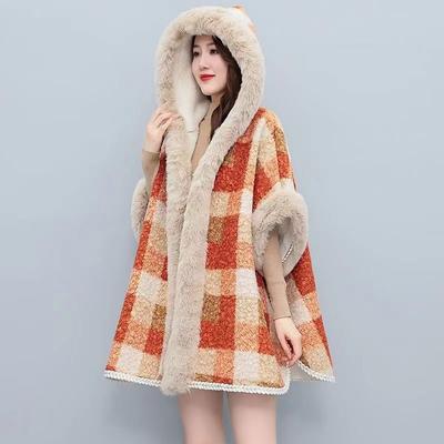 High End Fashion Cardigan Plaid Cloak Coat Women New Style Warm Cape Cardigan Autumn and Winter 2022 Long Sleeve Cardigan Poncho