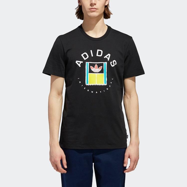 adidas Originals Oncourt Tee With Fun Print Logo Men Tops Black DT8110