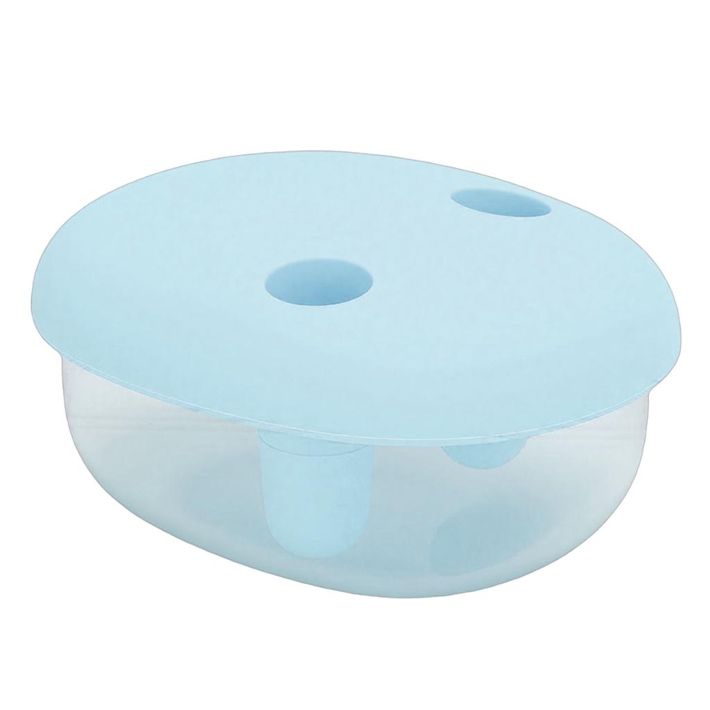 2 In 1 No Mess Snack Container Leak Proof Food Storage Snack Box with Finger Lid Keep Hands Clean Blue