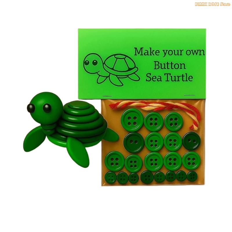 K1AE Unique Plastic Button Craft Project Animal Ornament Set With Easy Instructions