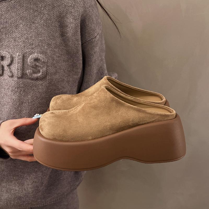 

~ Баотоу толстая подошва на платформе полушлепанцы женские носят новую обувь Boken и ленивую обувь с одной ногой 39 хаки