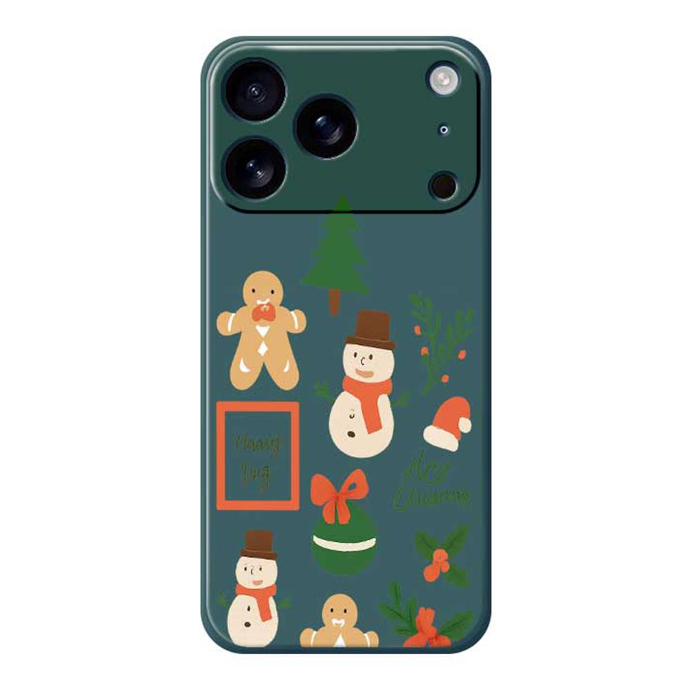 For iPhone 17 Pro Max Case Christmas Snowman Pattern Printing Straight Edge TPU Phone Back Cover