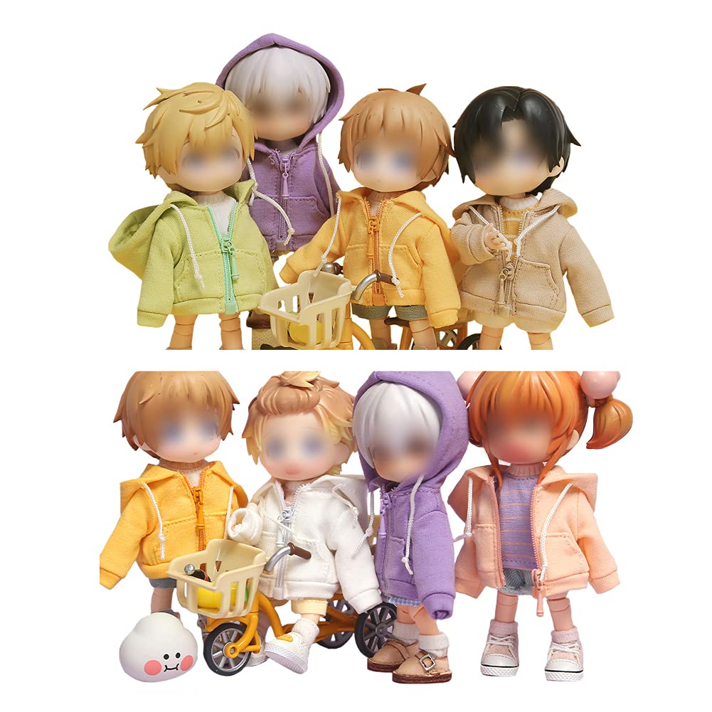 HIGHAWK Obitsu 11 OB11 Obitsu Doll 11cm Body Hoodie Doll Coat Loose Suit Costume Obitsu Body Kimono Nendoroid (Gray)