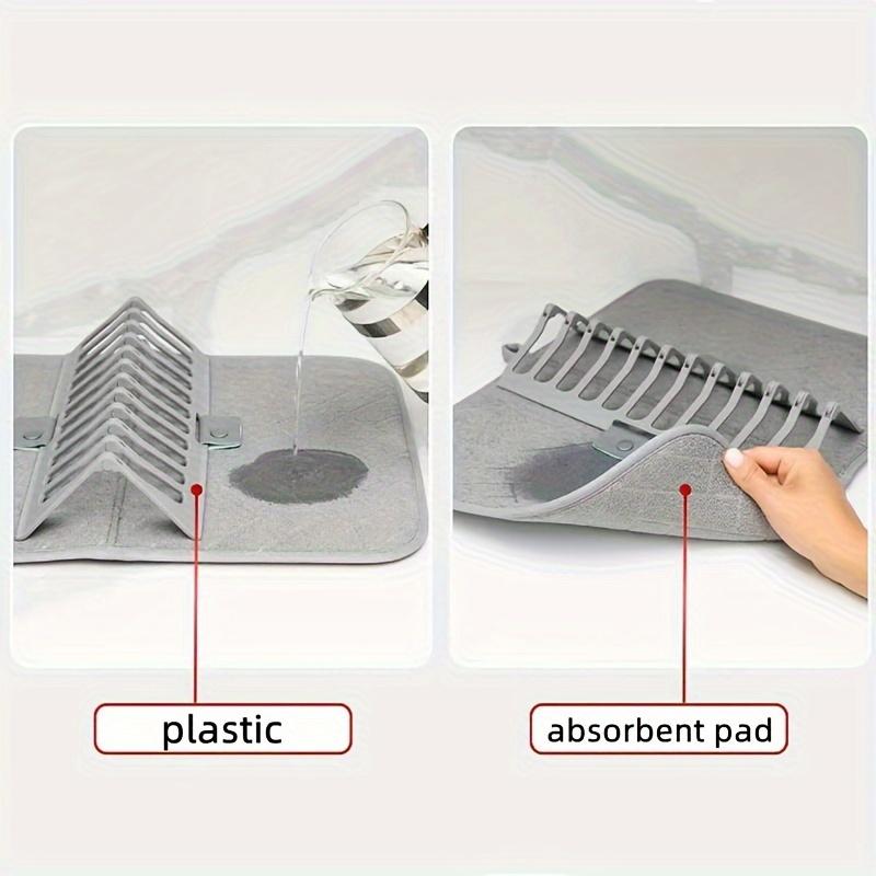 1PC Dish Drying Mats For Kitchen Countertops With Plastic Dish Rack Super Absorbent And Quick Dry Cutlery Rack And Extra Drying Mat