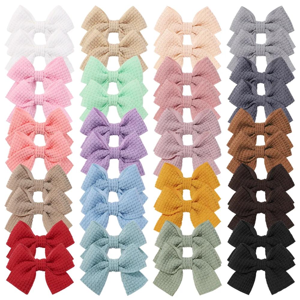 10/20 Stück Weiche Baumwolle Haarschleifen für Babymädchen 2'' Niedliche Handgemachte Schleifenknoten-Clips Kinder Haaraccessoires Reizende Kopfbedeckung