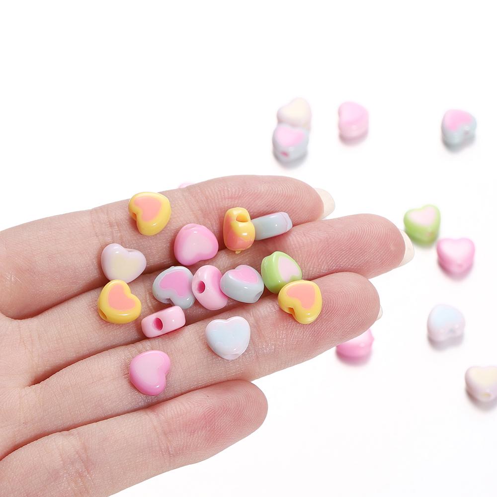 50/100pcs 6.5*8mm Acrylic Flat Love Heart Shape Loose Spacer Beads for Jewelry Making DIY Bracelet Necklace Accessories