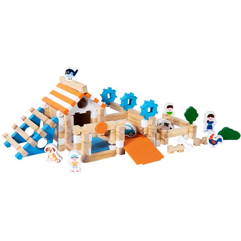 DIY Wooden Building Blocks Set Mini House Montessori Learning Toy for Children Early Education Creative Wood Blocks Stacking Toy