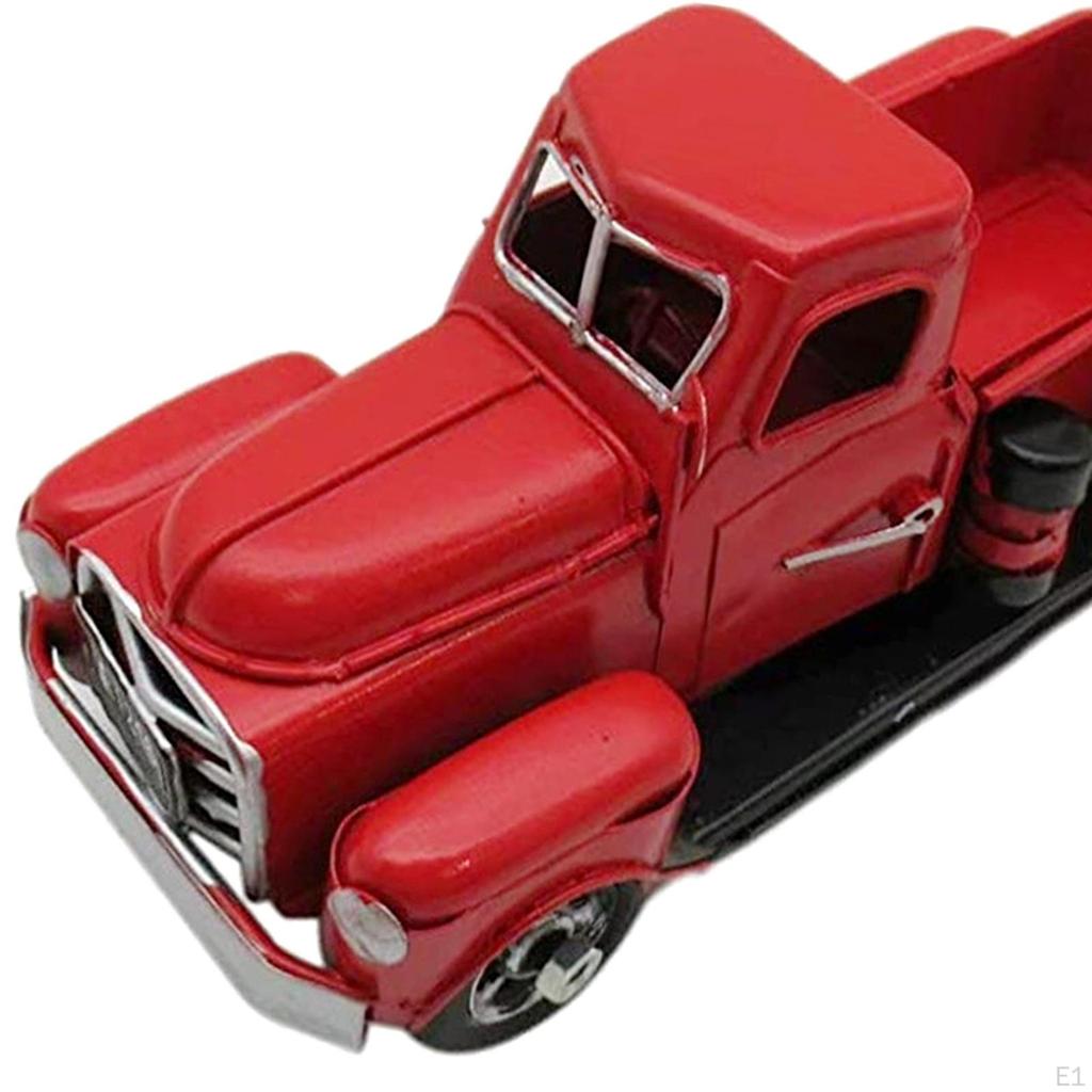 1/12 Christmas with Mini Tree Ornaments Metal Pickup Truck Desktop Decoration Vintage Car