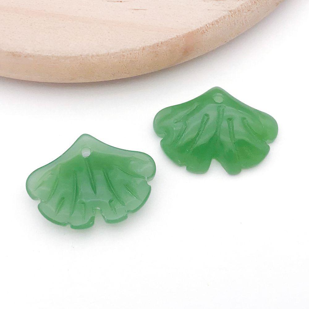 Set of 20 Green Transparent Faux Glass Leaf Pendants for DIY Bracelets, Necklaces, and Video Accessories.