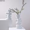 MinMinimalist Striped Design Ceramic Vase Plant Pots Table Decoration Ornaments Flower Arrangement Vase Room Aesthetic Decor