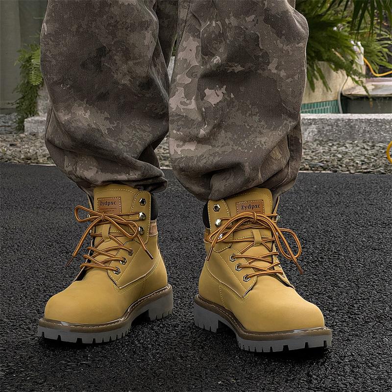 Fleece Martin boots men's and women's trendy rhubarb boots thick-soled casual fleece couple boots 14716-24716-J