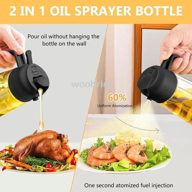 2 in 1 Kitchen Oil Spray Glass Oil Sprayer Bottle Multifunction Bottle Cooking BBQ Oil Dispensers Olive Oils Spray Kitchen Tool