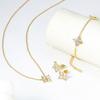 Four-leaf Clover Bracelet Necklace and Earring Set for Women Colorfast Jewelry