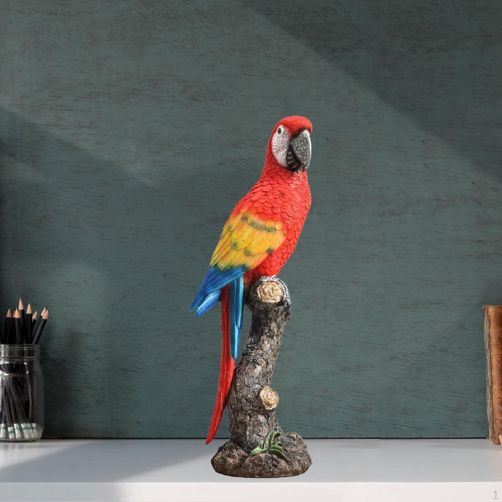

Resin Parrot Statue Lawn Ornament Home Decor Desk Farmhouse Sculpture Bird Animal Figurine for