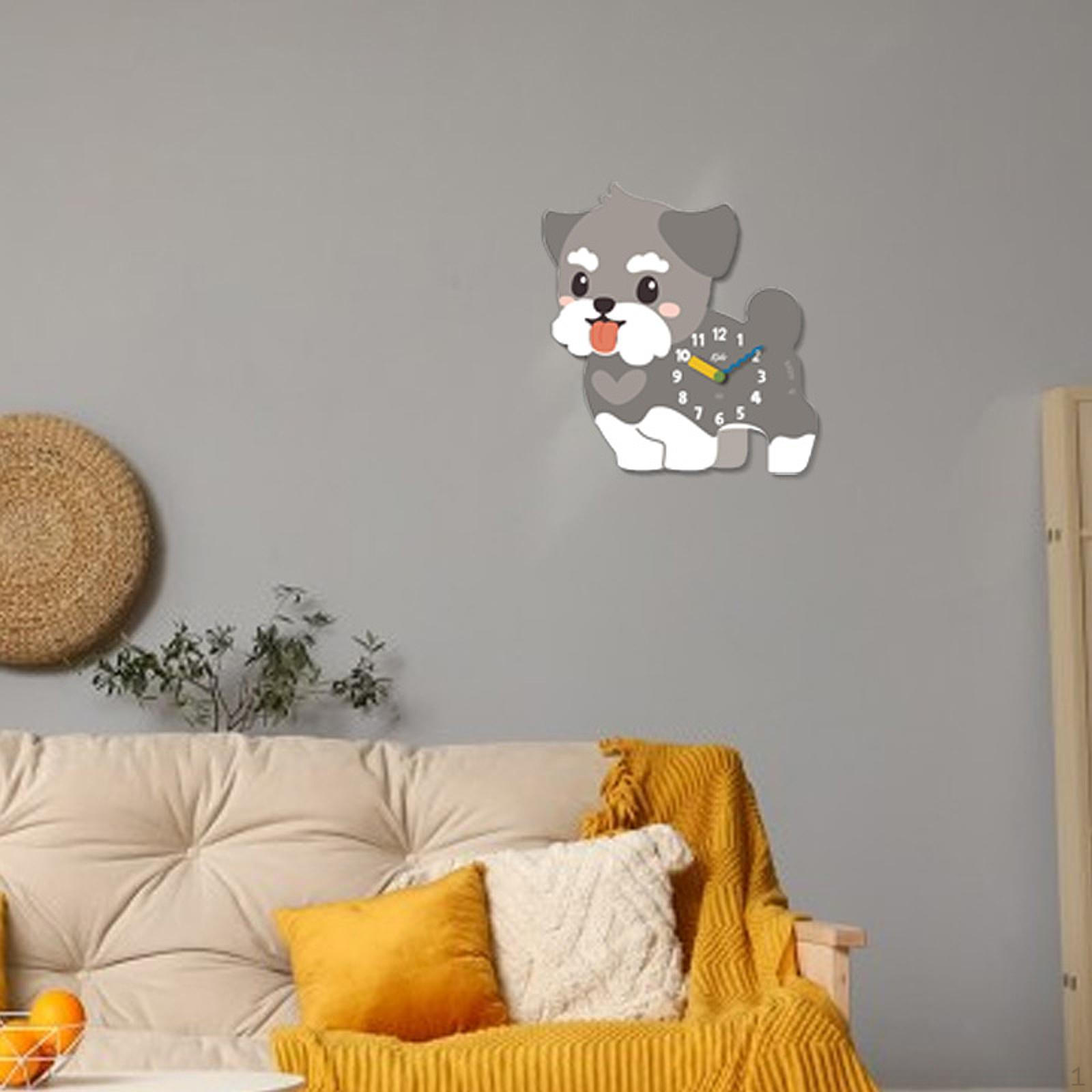 

Cute Dog Wall Clock Creative House Decor, Arabic Figures, Decoration Hanging for Style E