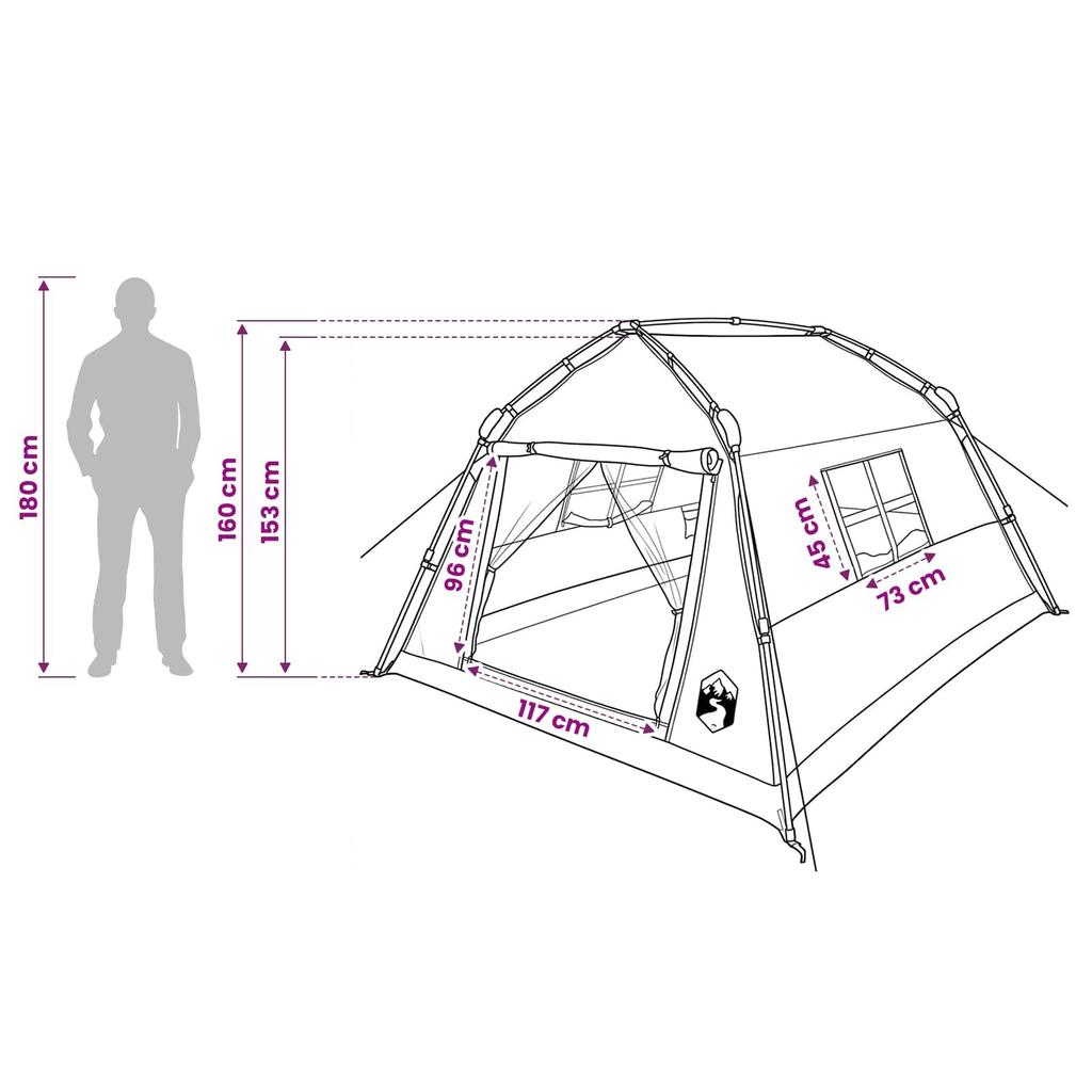 Instant Tent Waterproof 3 Person Green