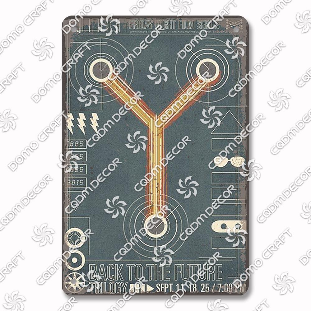 Classic Science Fiction Film Metal Tin Sign, Back to the Future Movie Poster Metal Plates, Cinema Club Cafe Bar Home Wall Decor