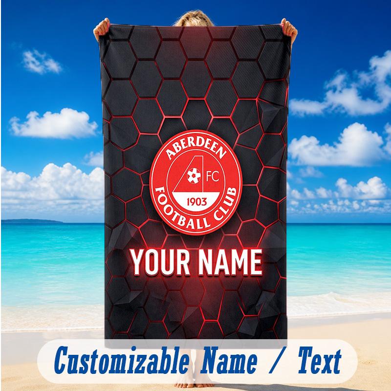 Beach Towel Custom Name Text, Quick Dry Large Towel For Beach HomeAberdeen FC