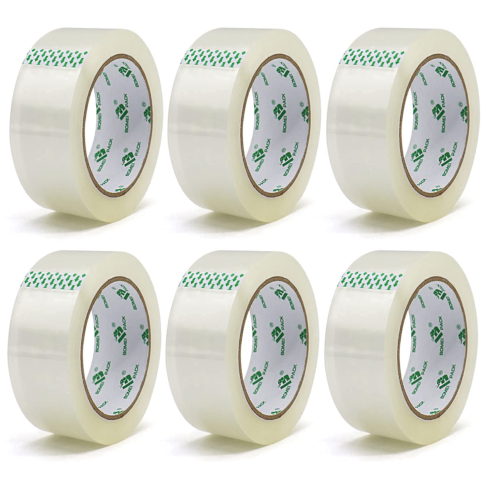 

BOMEI PACK Прозрачный бесшумный упаковочный скотч, Упаковочный скотч OPP, Упаковочный скотч для картона, 6 рулонов, 48 мм x 100 м
