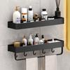 Bathroom Wall Shelf Aluminum Black For Shower And Toilet Storage
