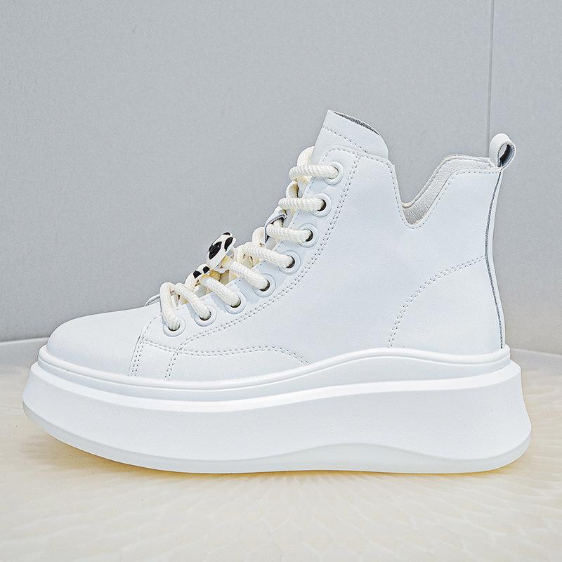 Leather thick-soled heightening women's autumn new versatile breathable sports and leisure women's shoes