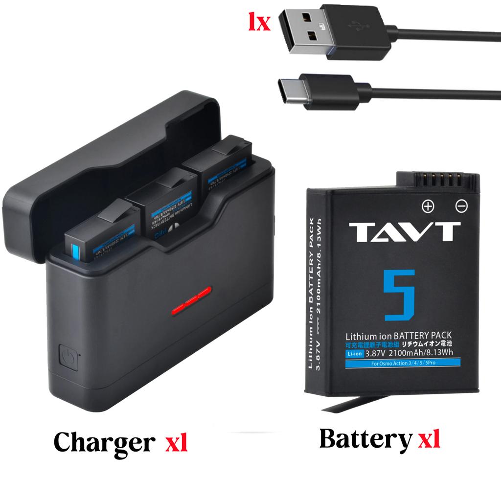 2100mAh Battery+Fast 3-Slots Charging Case Compatible with DJI Osmo Action 6 Action 5 Camera Battery For DJI Osmo Action 5Pro 4