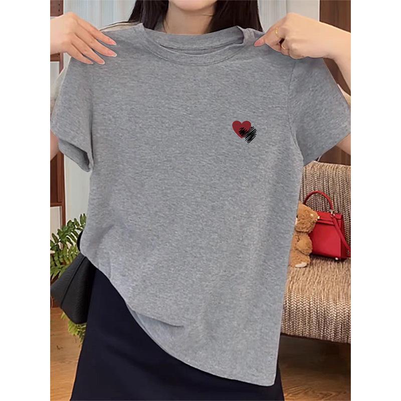 Women s Blue Cotton Short-Sleeve Fashion T-Shirt - Versatile and Age-Reducing Summer Top 3XL