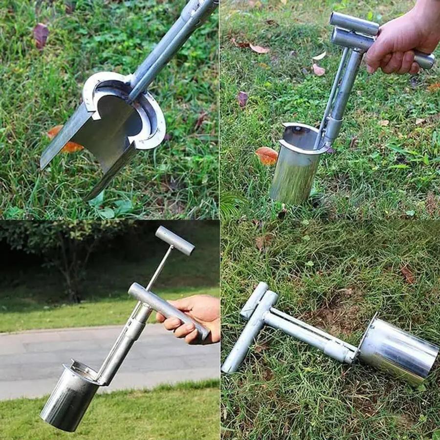 Attrezzo per Piantare Bulbi Piante Trapiantatore per Piantine di Alberi da Frutto e Piante Acciaio al Carbonio Attrezzo per Piantare Semi Campionatore di Terreno Aeratore per Prato